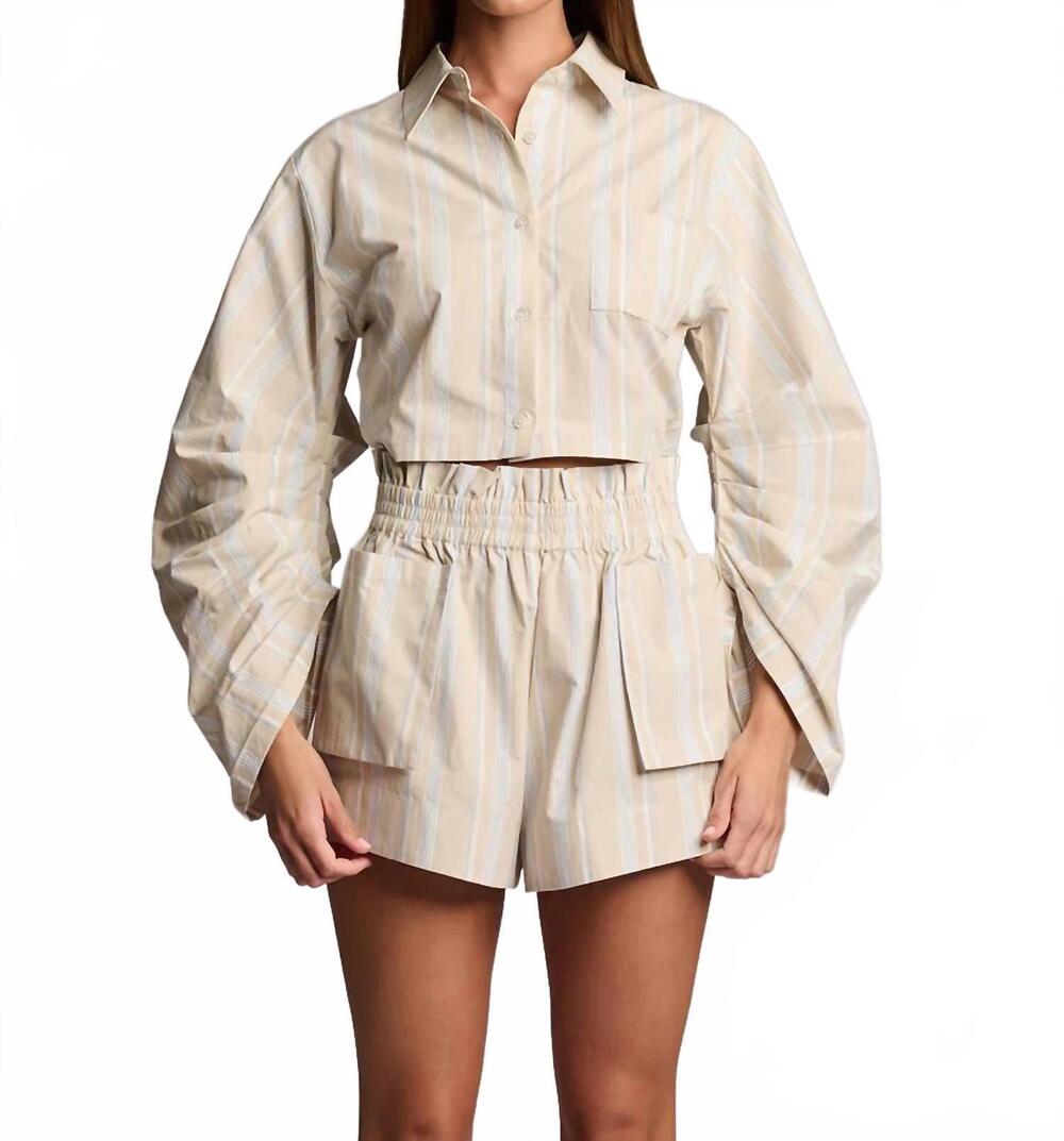 NEW HEVRON raquel top in beige stripe